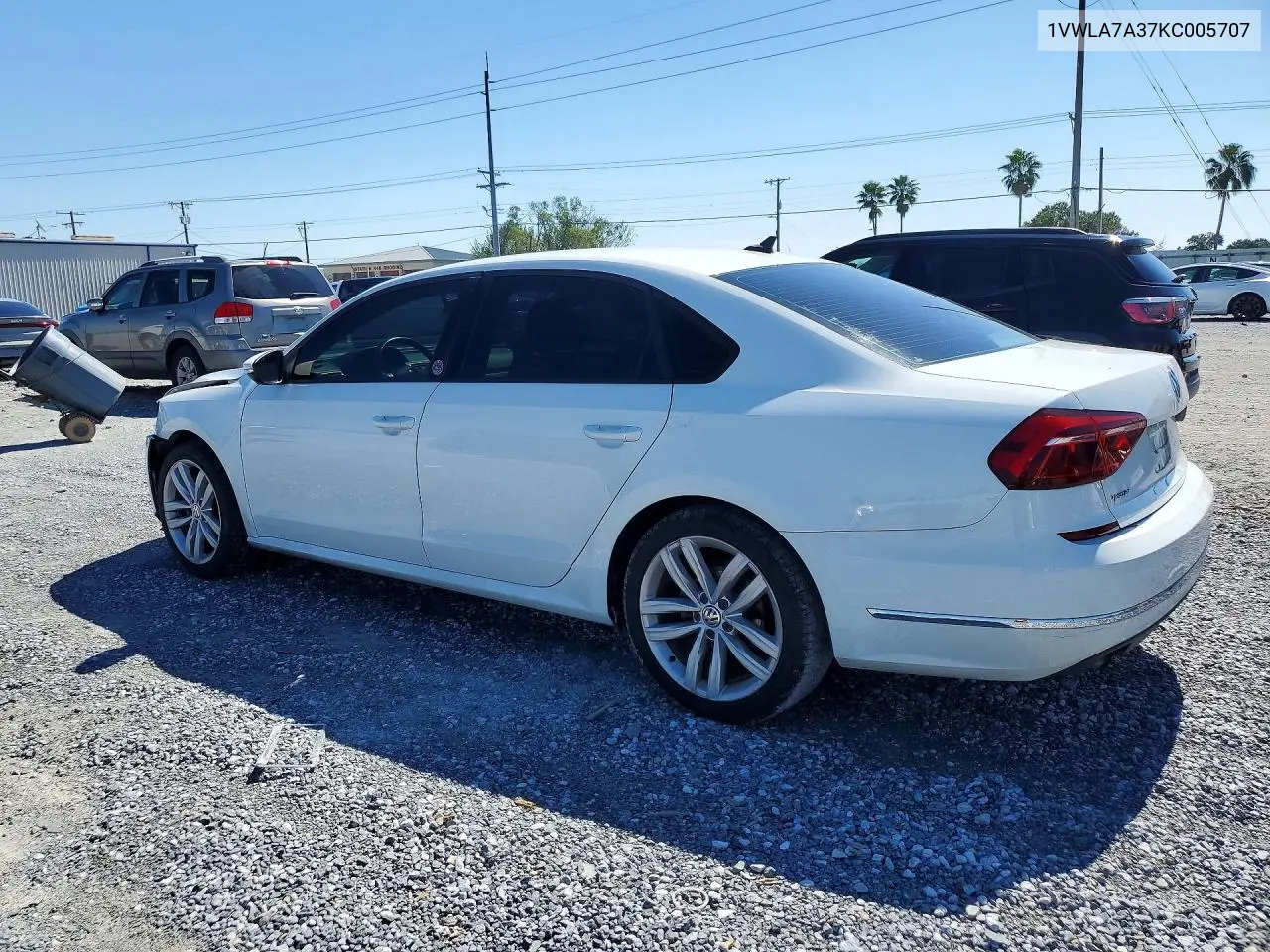 2019 VOLKSWAGEN PASSAT VIN 1VWLA7A37KC005707 — фото 2
