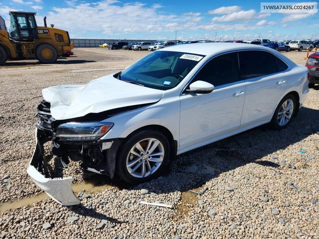 VOLKSWAGEN PASSAT 2020, VIN 1VWSA7A35LC024267