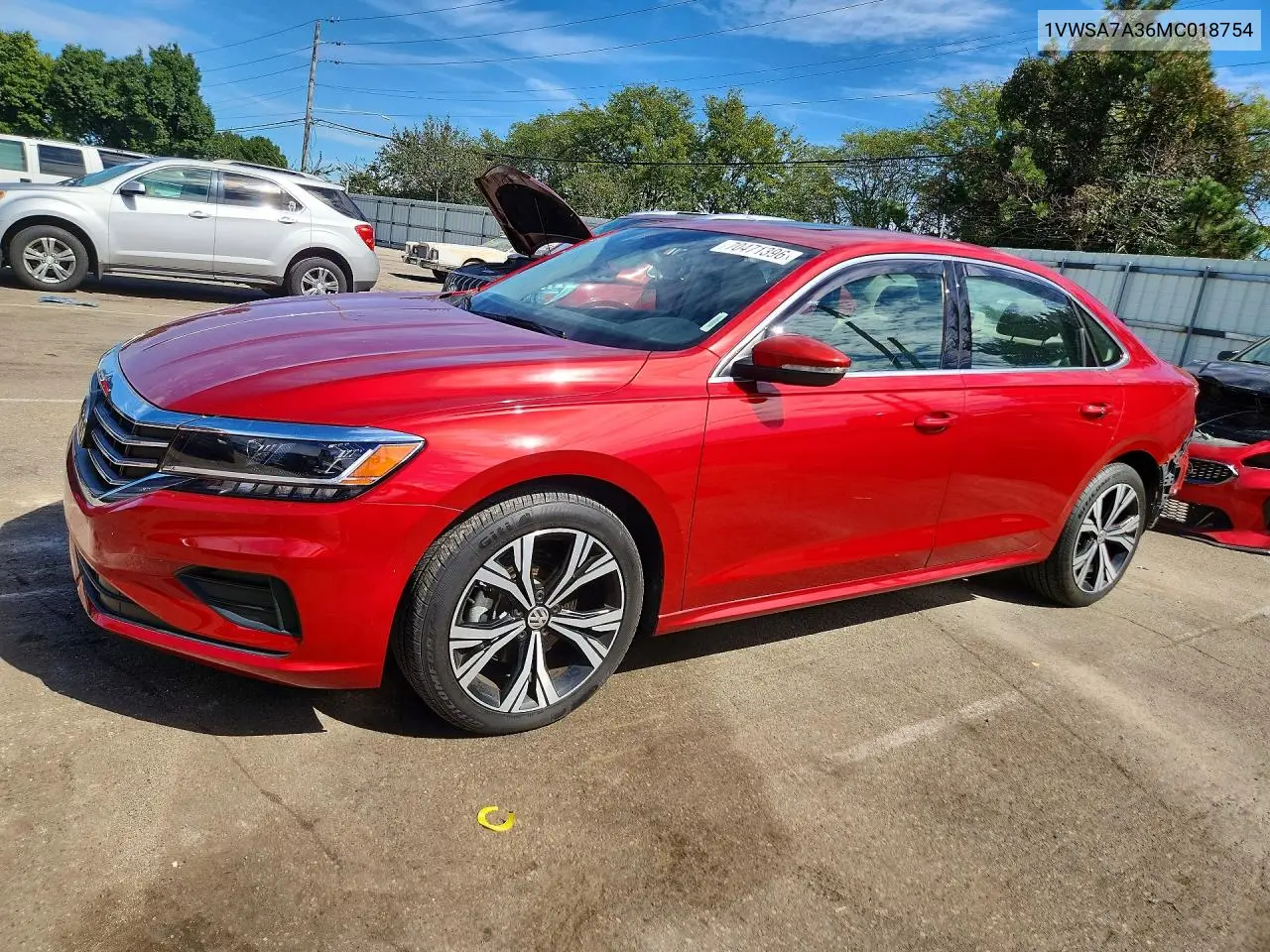 VOLKSWAGEN PASSAT 2021, VIN 1VWSA7A36MC018754
