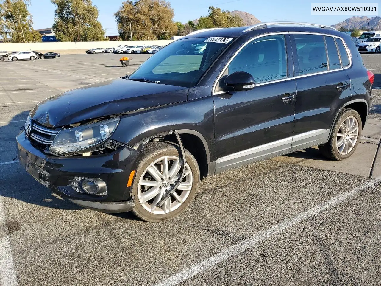VOLKSWAGEN TIGUAN 2012, VIN WVGAV7AX8CW510331