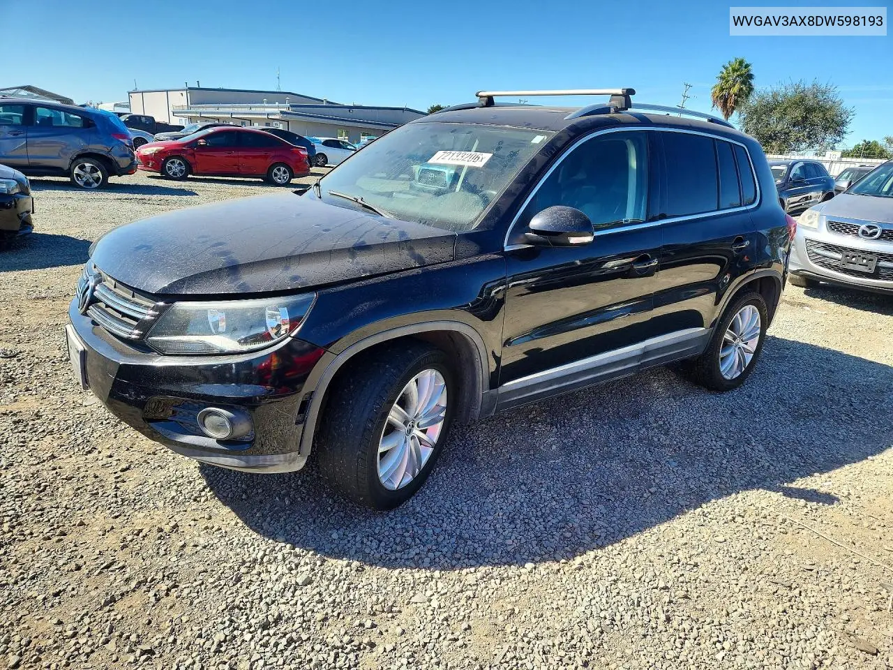 VOLKSWAGEN TIGUAN 2013, VIN WVGAV3AX8DW598193