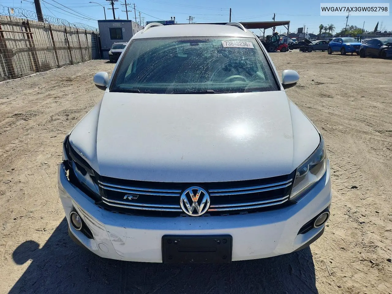 VOLKSWAGEN TIGUAN 2016, VIN WVGAV7AX3GW052798
