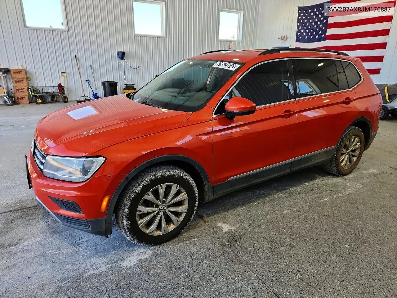 VOLKSWAGEN TIGUAN 2018, VIN 3VV2B7AX8JM170887