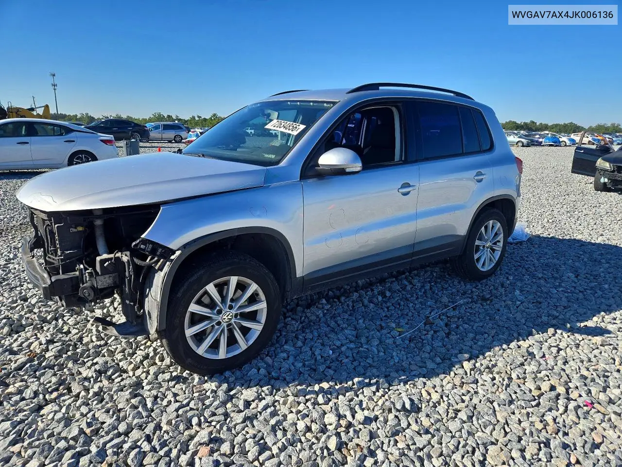 VOLKSWAGEN TIGUAN 2018, VIN WVGAV7AX4JK006136
