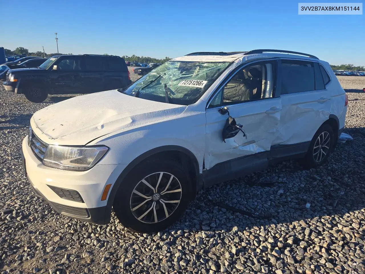 VOLKSWAGEN TIGUAN 2019, VIN 3VV2B7AX8KM151144