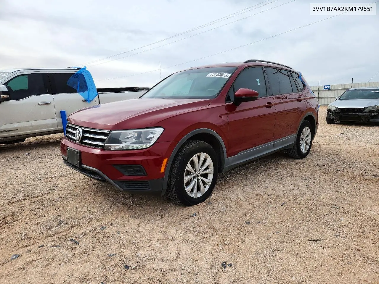 VOLKSWAGEN TIGUAN 2019, VIN 3VV1B7AX2KM179551