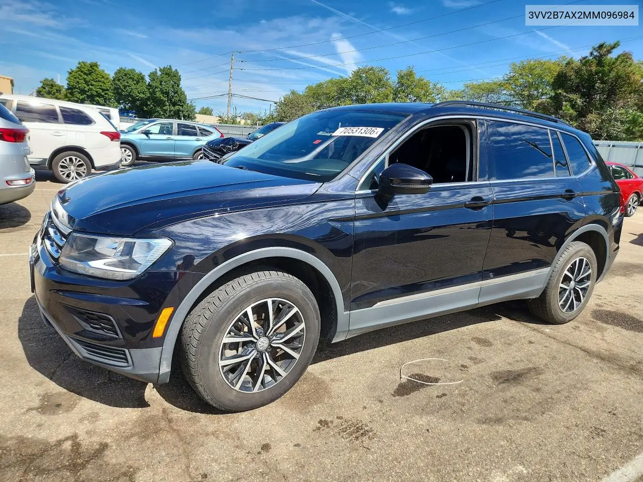 VOLKSWAGEN TIGUAN 2021, VIN 3VV2B7AX2MM096984