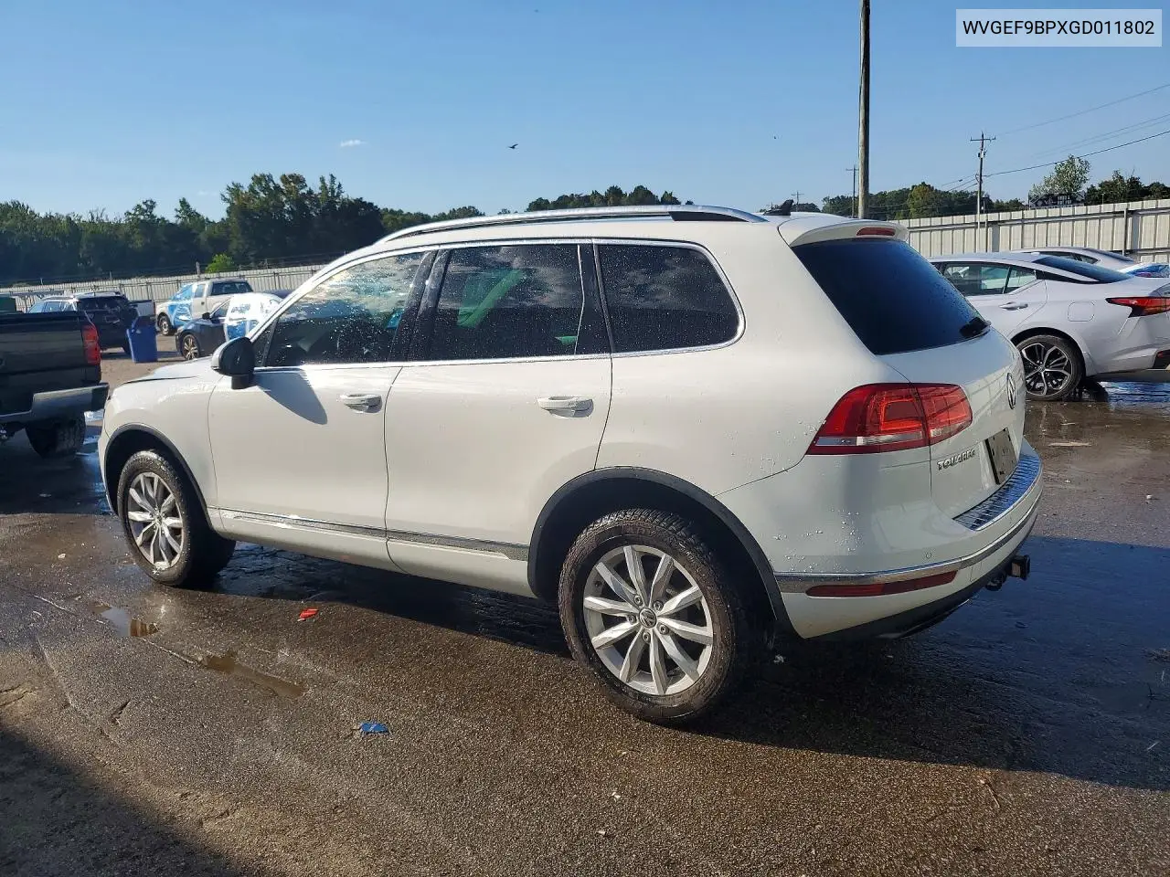 2016 VOLKSWAGEN TOUAREG VIN WVGEF9BPXGD011802 — фото 2