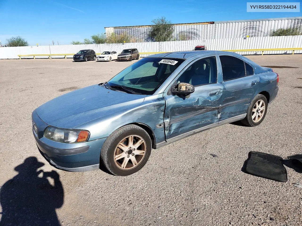 VOLVO S60 2002, VIN YV1RS58D322194434