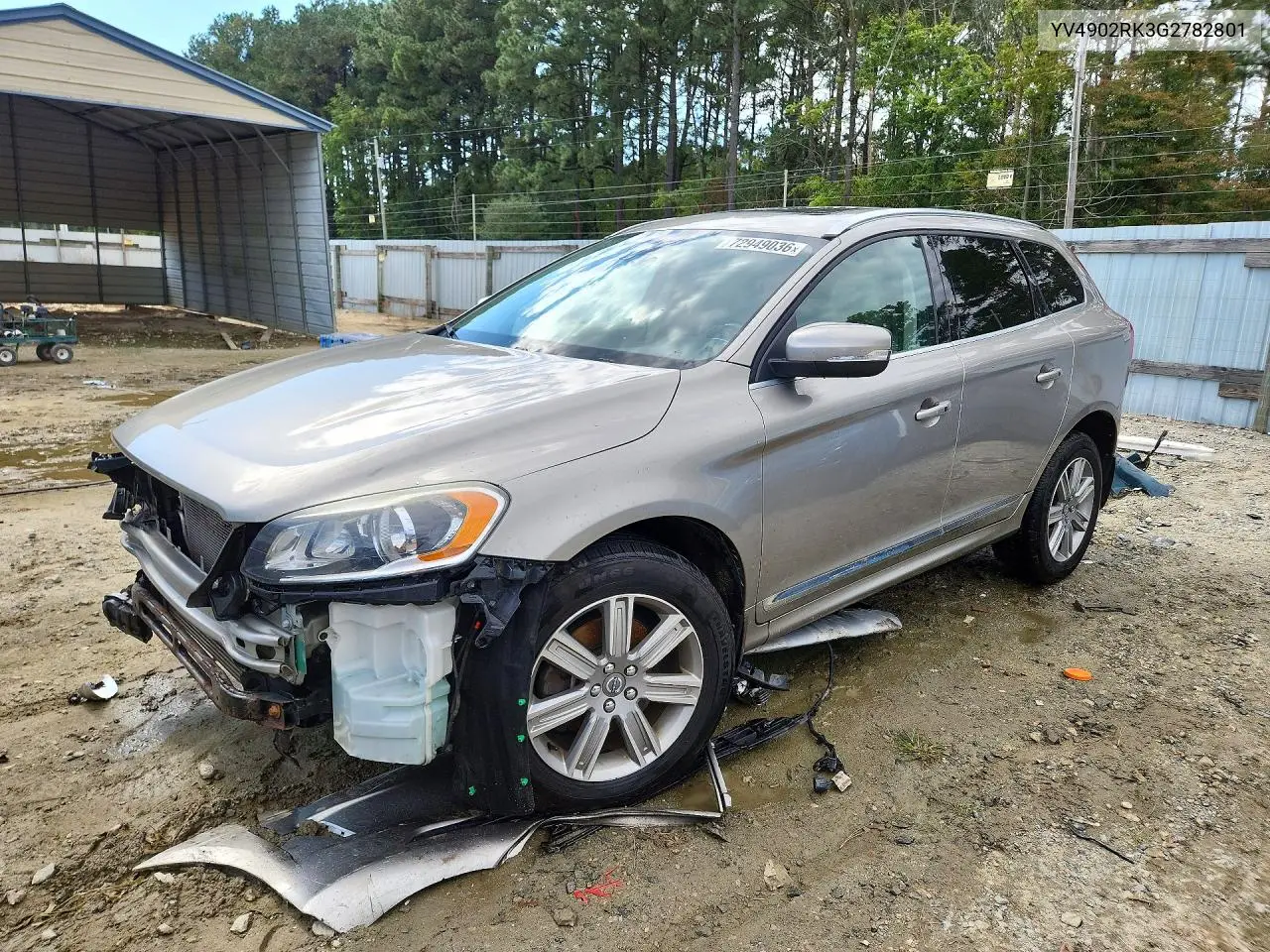 VOLVO XC60 2016, VIN YV4902RK3G2782801