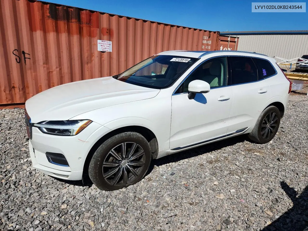 VOLVO XC60 2019, VIN LYV102DL0KB243544