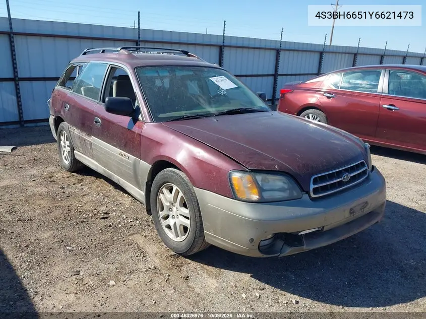 SUBARU OUTBACK 2000, VIN 4S3BH6651Y6621473