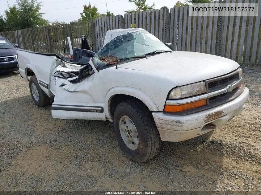 CHEVROLET S-10 PICKUP 2001, VIN 1GCDT19W318157577