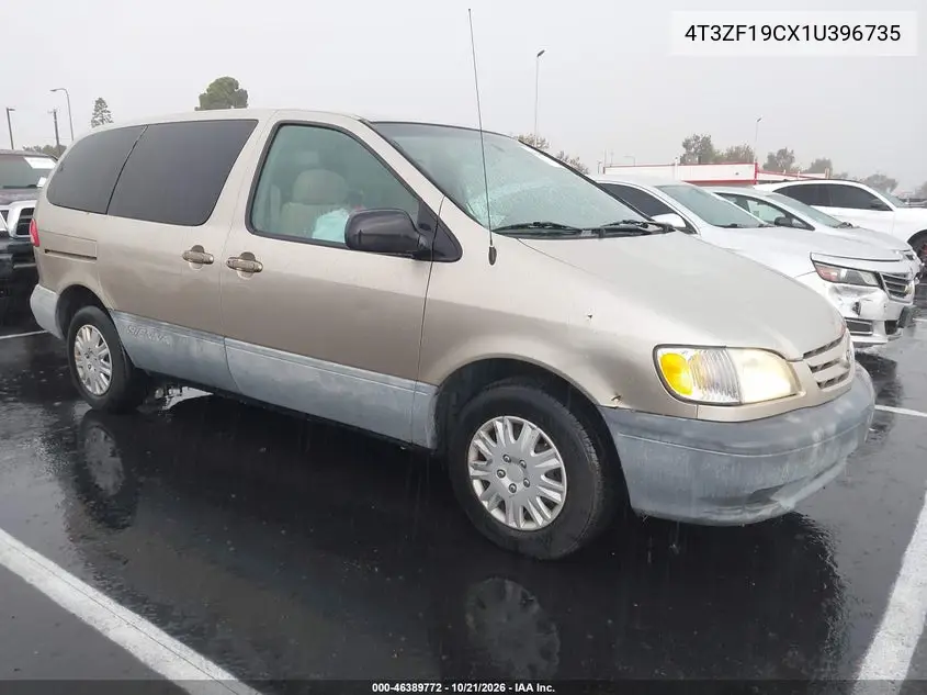 TOYOTA SIENNA 2001, VIN 4T3ZF19CX1U396735