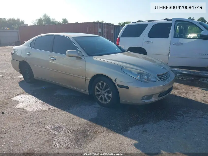 LEXUS ES 2002, VIN JTHBF30G420084749