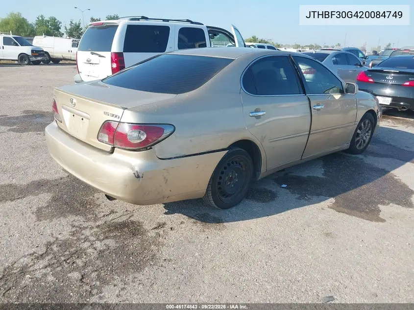 2002 LEXUS ES VIN JTHBF30G420084749 — фото 4