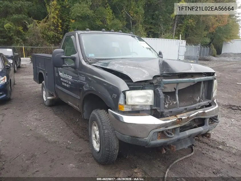 FORD F250 2002, VIN 1FTNF21L02EA56664