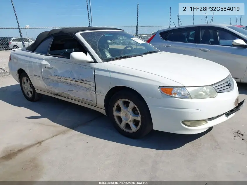 TOYOTA CAMRY SOLARA 2002, VIN 2T1FF28P32C584019