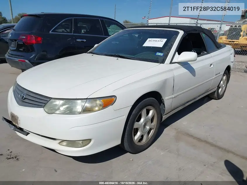 2002 TOYOTA CAMRY SOLARA VIN 2T1FF28P32C584019 — фото 2