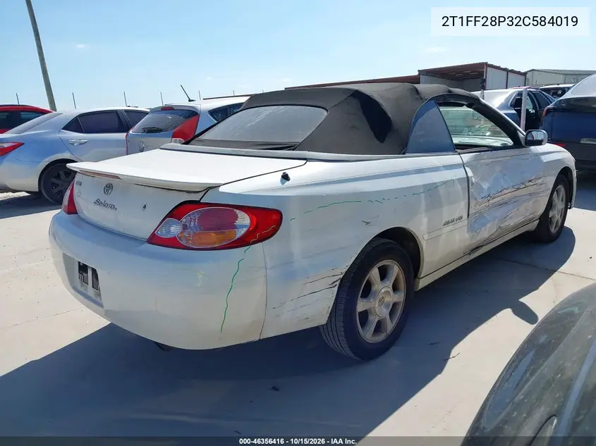 2002 TOYOTA CAMRY SOLARA VIN 2T1FF28P32C584019 — фото 4