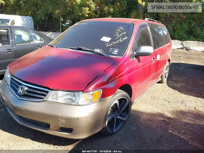 2002 HONDA ODYSSEY VIN 5FNRL18092B050697 — фото 2