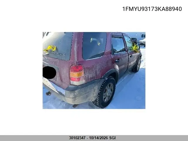 2003 FORD ESCAPE VIN 1FMYU93173KA88940 — фото 4