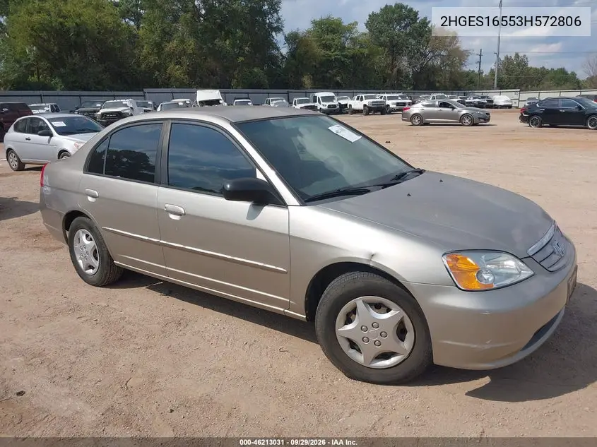 HONDA CIVIC 2003, VIN 2HGES16553H572806