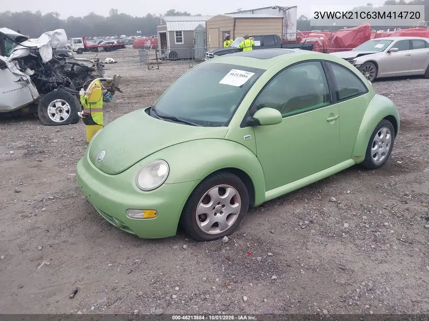 2003 VOLKSWAGEN BEETLE VIN 3VWCK21C63M414720 — фото 2