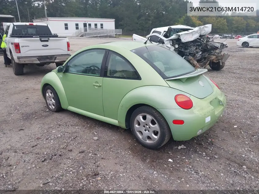 2003 VOLKSWAGEN BEETLE VIN 3VWCK21C63M414720 — фото 3