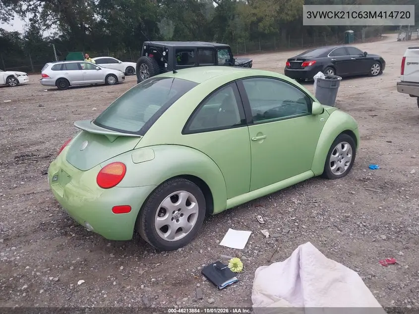 2003 VOLKSWAGEN BEETLE VIN 3VWCK21C63M414720 — фото 4