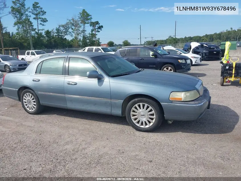 LINCOLN TOWN CAR 2003, VIN 1LNHM81W93Y678496