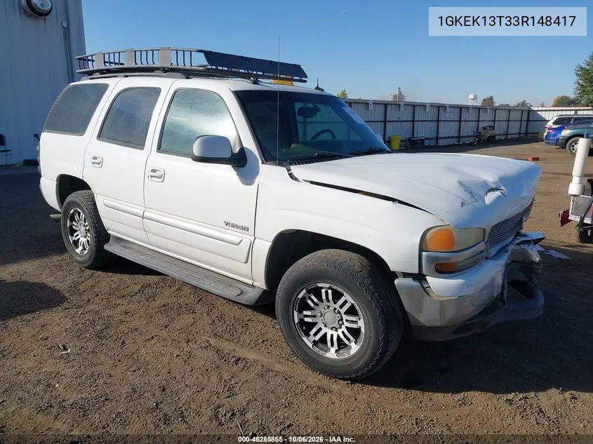 GMC YUKON 2003, VIN 1GKEK13T33R148417