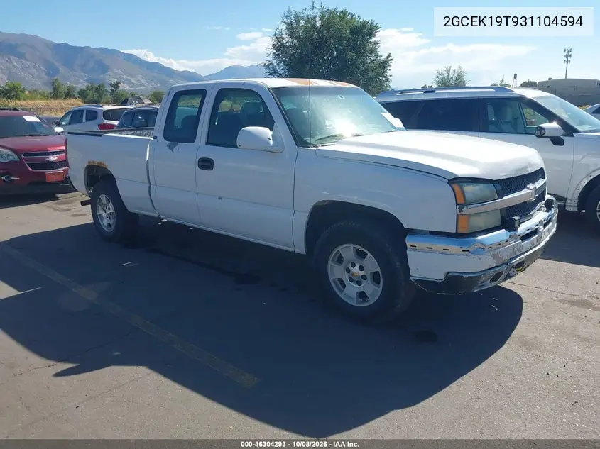 CHEVROLET SILVERADO 2003, VIN 2GCEK19T931104594
