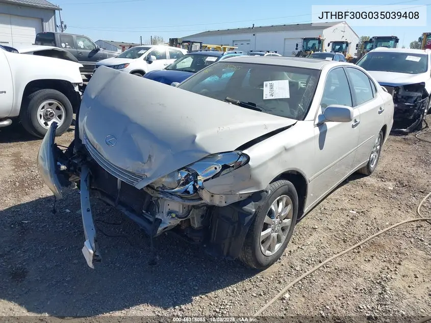 2003 LEXUS ES VIN JTHBF30G035039408 — фото 2