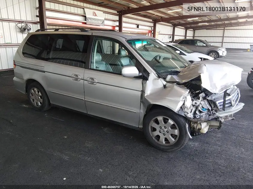 HONDA ODYSSEY 2003, VIN 5FNRL18003B131170
