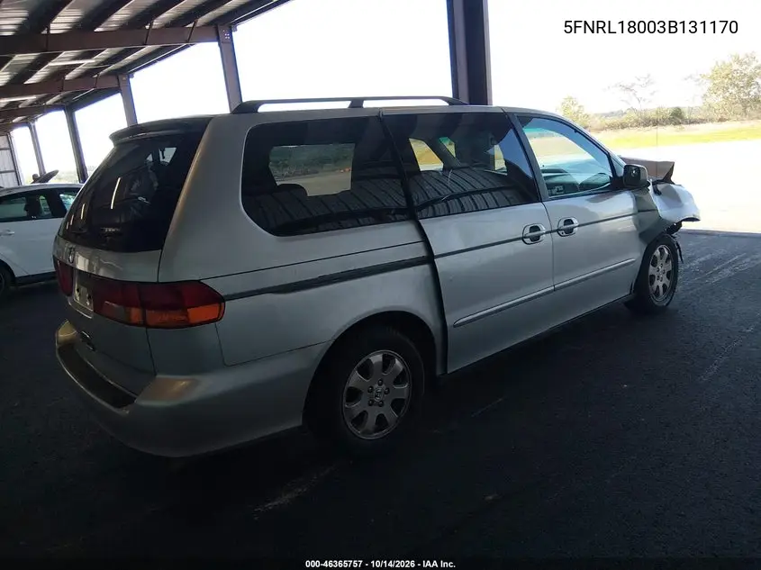 2003 HONDA ODYSSEY VIN 5FNRL18003B131170 — фото 4