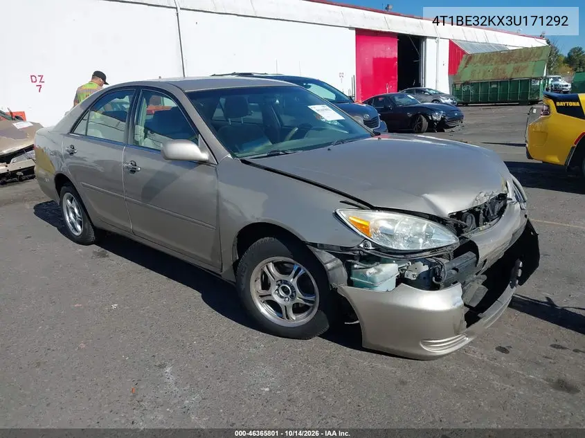TOYOTA CAMRY 2003, VIN 4T1BE32KX3U171292