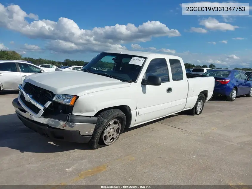 2003 CHEVROLET SILVERADO VIN 2GCEC19V331347753 — фото 2