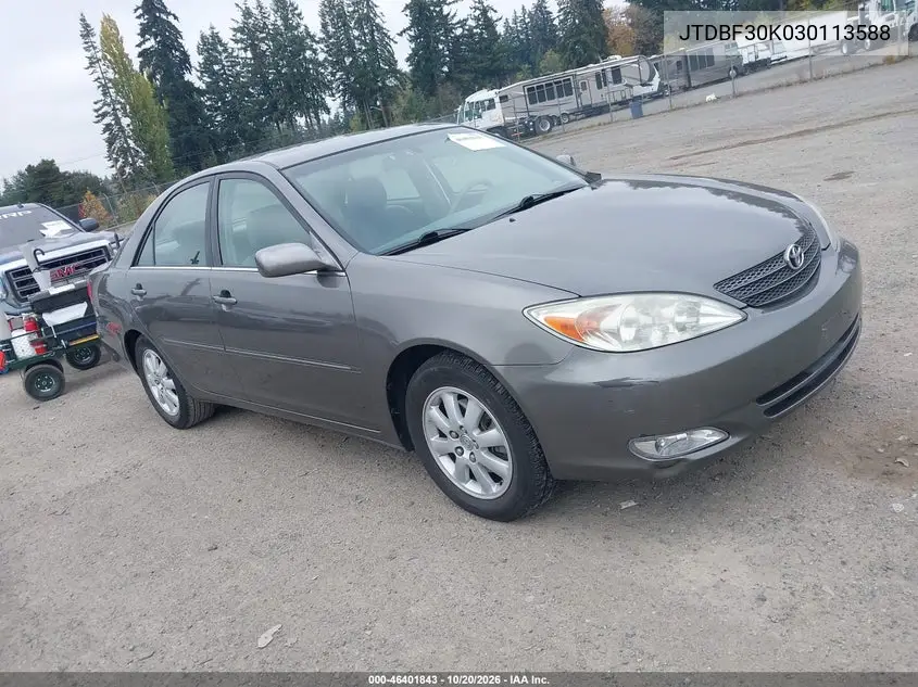 TOYOTA CAMRY 2003, VIN JTDBF30K030113588
