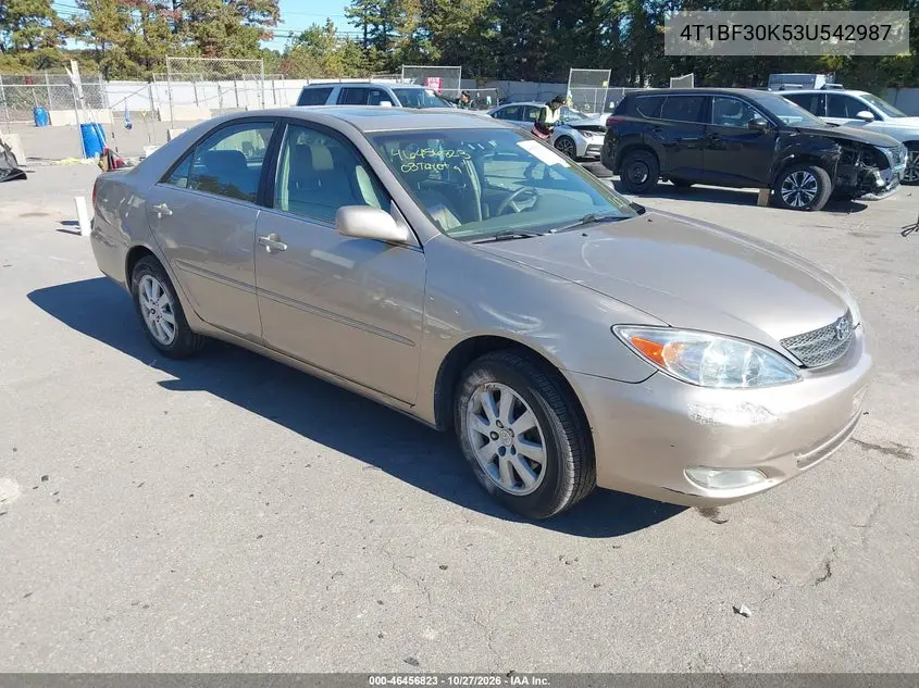 TOYOTA CAMRY 2003, VIN 4T1BF30K53U542987