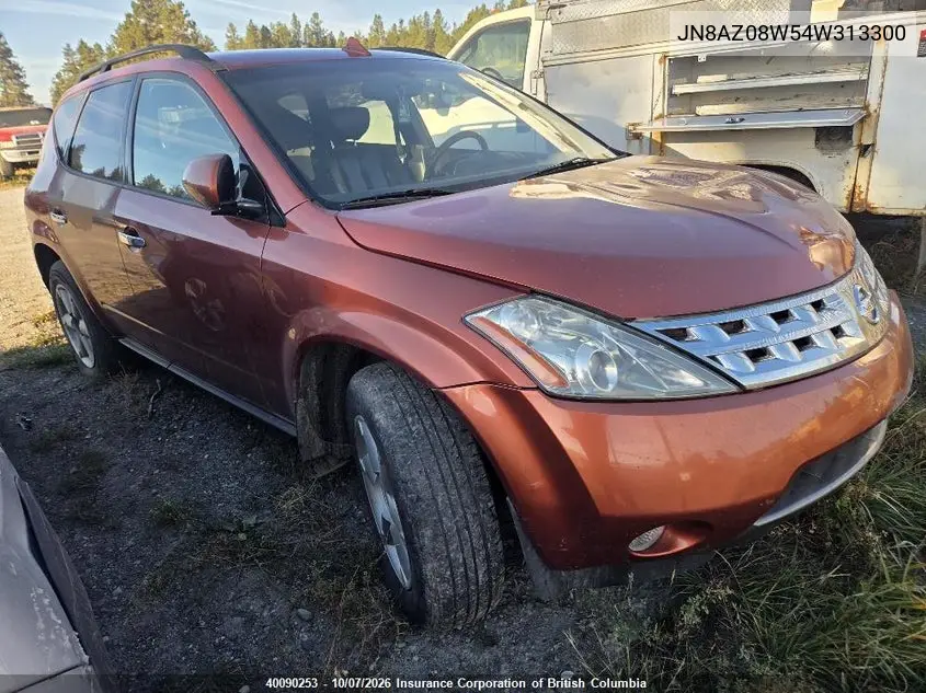 NISSAN MURANO 2004, VIN JN8AZ08W54W313300