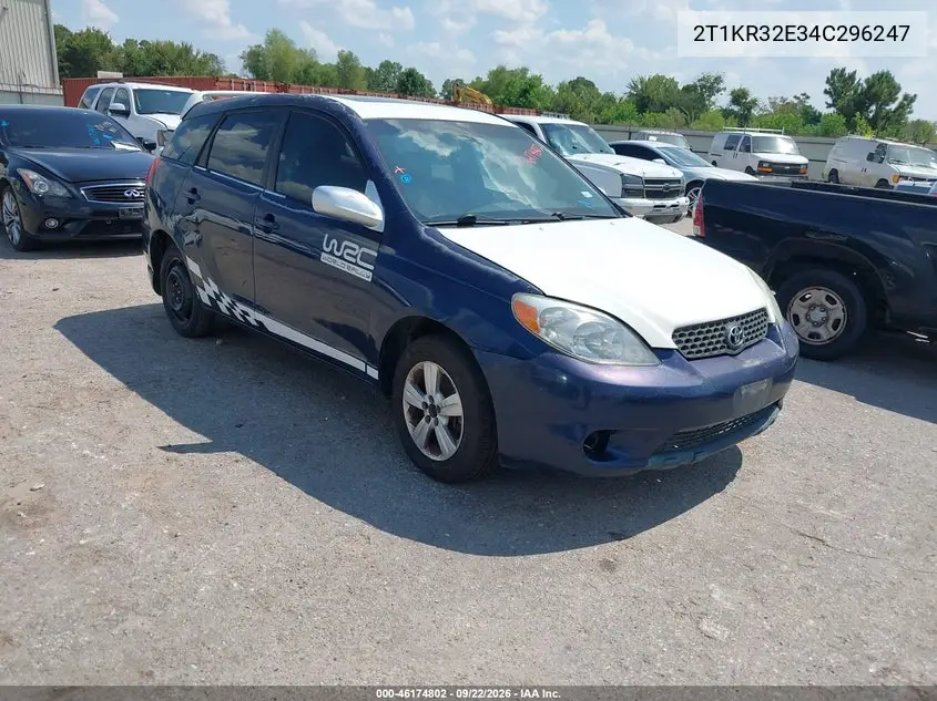 TOYOTA MATRIX 2004, VIN 2T1KR32E34C296247