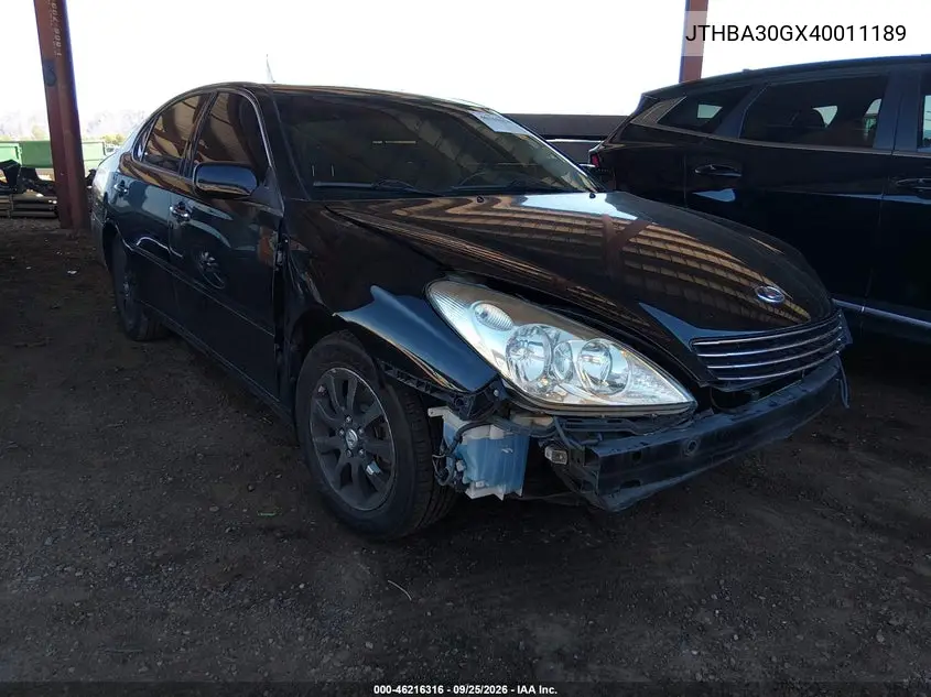 LEXUS ES 2004, VIN JTHBA30GX40011189