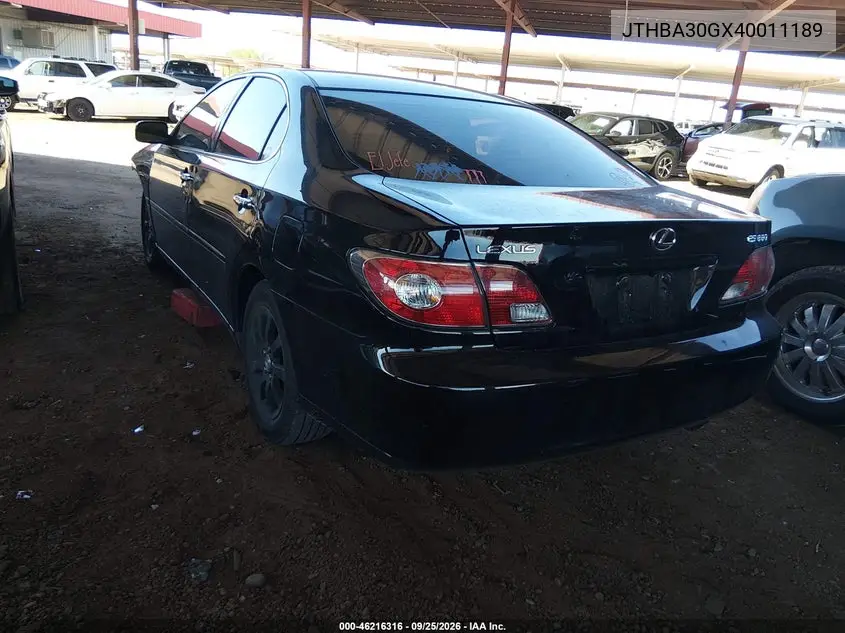 2004 LEXUS ES VIN JTHBA30GX40011189 — фото 3