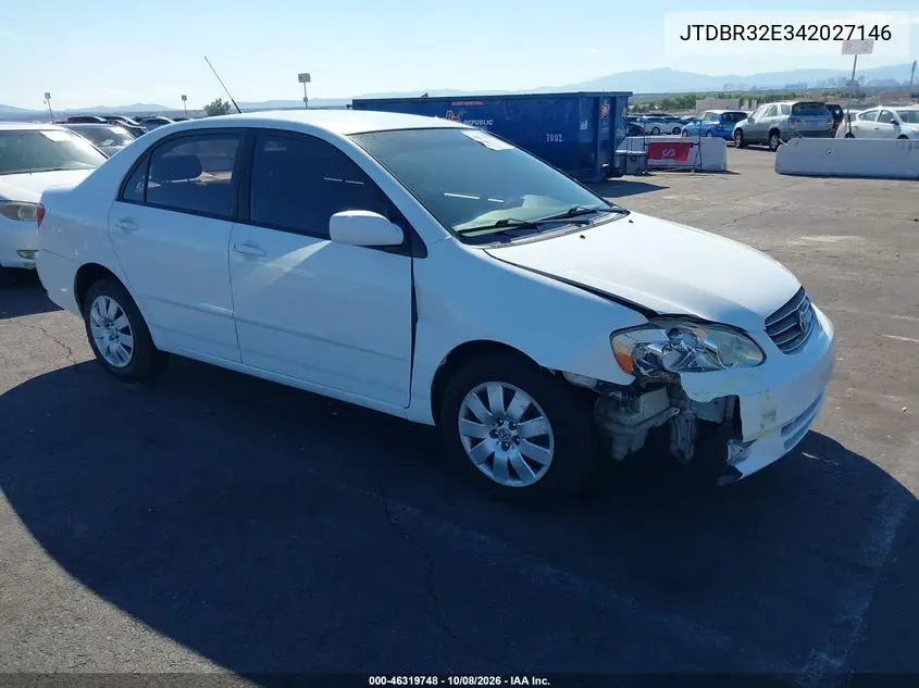 TOYOTA COROLLA 2004, VIN JTDBR32E342027146