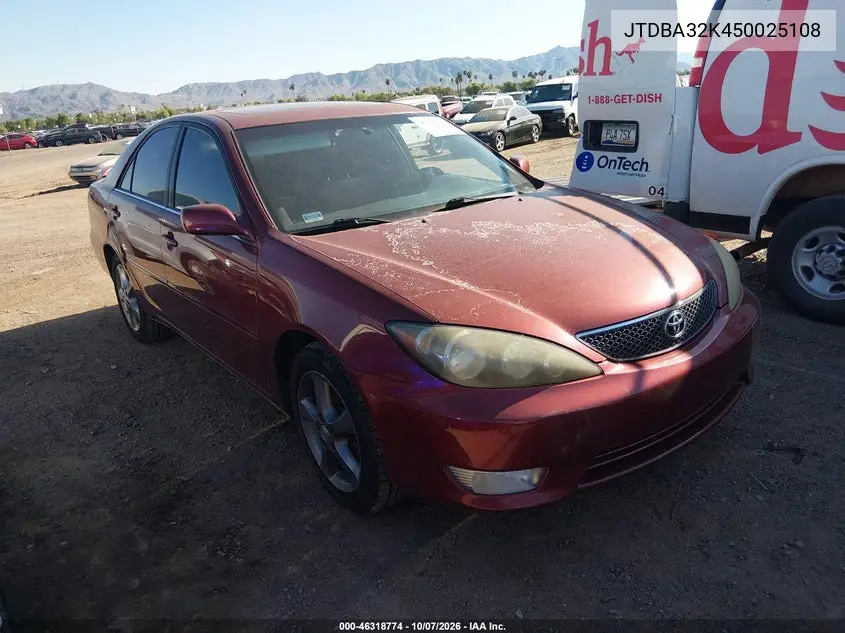 TOYOTA CAMRY 2005, VIN JTDBA32K450025108