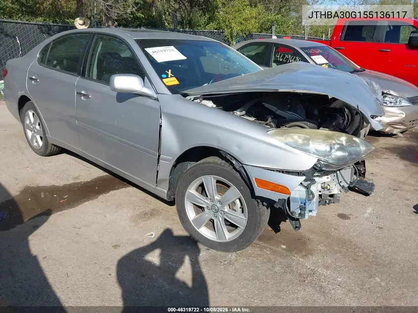 LEXUS ES 2005, VIN JTHBA30G155136117