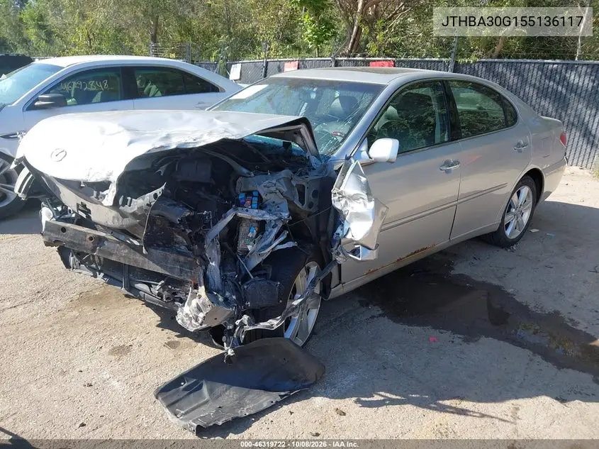 2005 LEXUS ES VIN JTHBA30G155136117 — фото 2