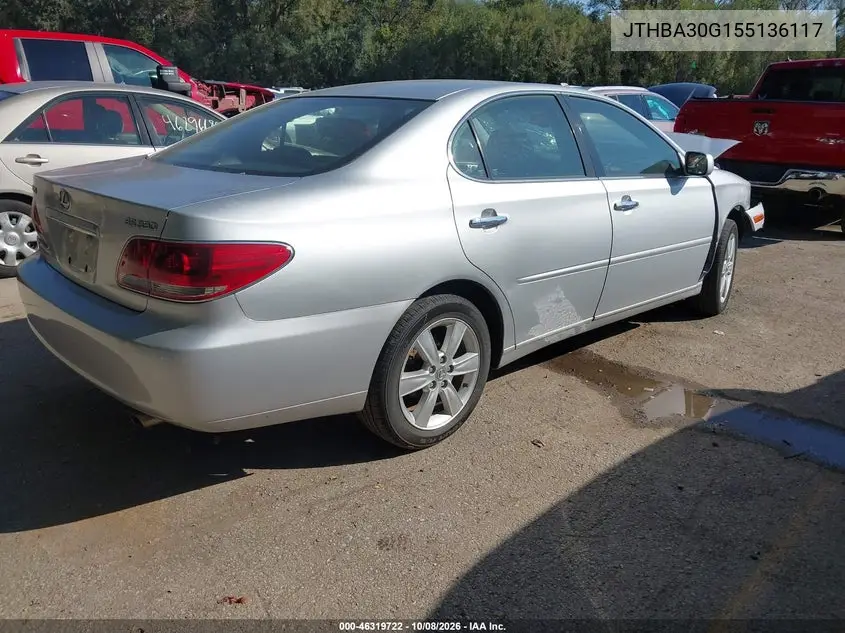 2005 LEXUS ES VIN JTHBA30G155136117 — фото 4