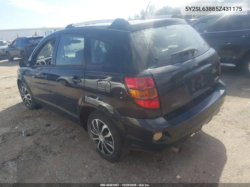 2005 PONTIAC VIBE VIN 5Y2SL63885Z431175 — фото 3